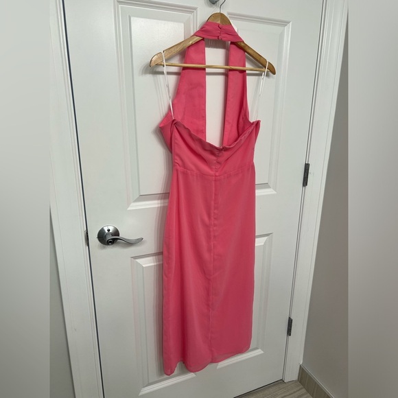 Lulus Bright Pink Wrap Cut Out Midi Dress - Picture 9 of 9